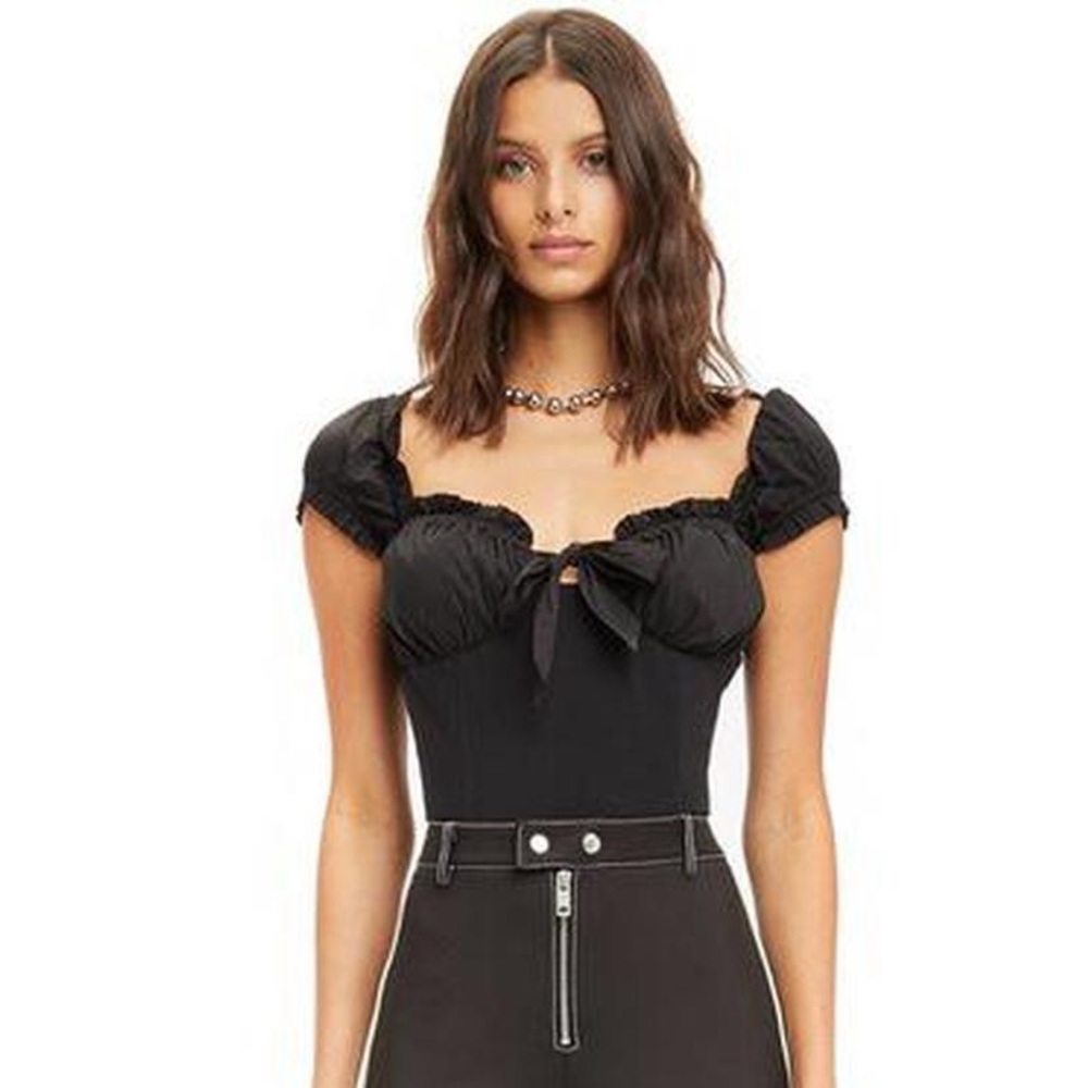 I.AM.GIA Black Puff Sleeve Top